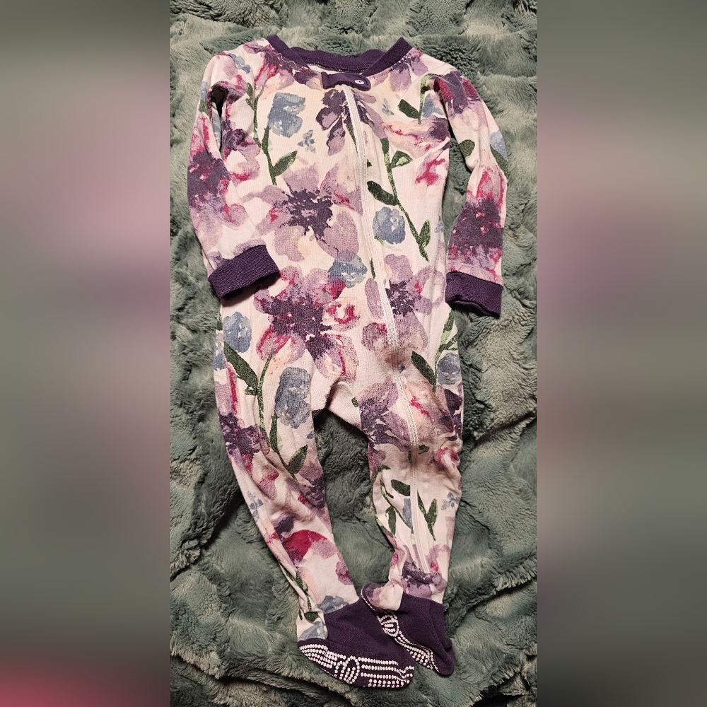 Burt's Bees Purple and Pink Floral Kids Footie